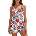thumbnail image 1 of Mifsaly Swimdress for Women Tummy Control Skirted Swimsuits Crisscross Back Color Block Ruched One Piece Swimsuit Summer Beach Pool Party Swimwear L, 1 of 9