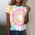 thumbnail image 1 of Mifsaly Tie-Dye Cotton T-Shirt for Women Short Sleeve Crew Neck Casual Summer Tops Colorful Print Lightweight Breathable Casual Blouse XXL, 1 of 6