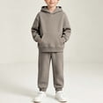 thumbnail image 1 of Mifsaly Toddler Boys Girls 2 Piece Fleece Tracksuit Outfits Solid Color Long Sleeve Hoodie and Jogger Pants Kids Outdoor Warm Fall Winter Casual Activewear, 1 of 3