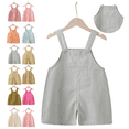 thumbnail image 1 of Mifsaly Toddler Boys Girls Cotton Overalls Adjustable Strap Button Jumpsuits Classic Loose Fit Solid Color Casual Playwear, 1 of 5