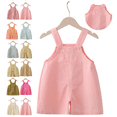 thumbnail image 1 of Mifsaly Toddler Boys Girls Cotton Overalls Adjustable Strap Button Jumpsuits Classic Loose Fit Solid Color Casual Playwear, 1 of 5