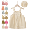 thumbnail image 1 of Mifsaly Toddler Boys Girls Cotton Overalls Adjustable Strap Button Jumpsuits Classic Loose Fit Solid Color Casual Playwear, 1 of 5