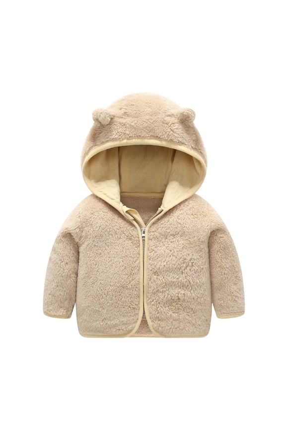 Toddler Girls Fleece Jacket Kids Sherpa Full Zip Hooded Coats Sweet Casual Warm Fall Winter Outerwear