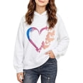 thumbnail image 1 of Mifsaly Toddler Girls Hoodies Heart Butterfly Print Long Sleeve Hooded Sweatshirts Fall Winter Everyday Casual Warm Pullover White,9-10Years, 1 of 6