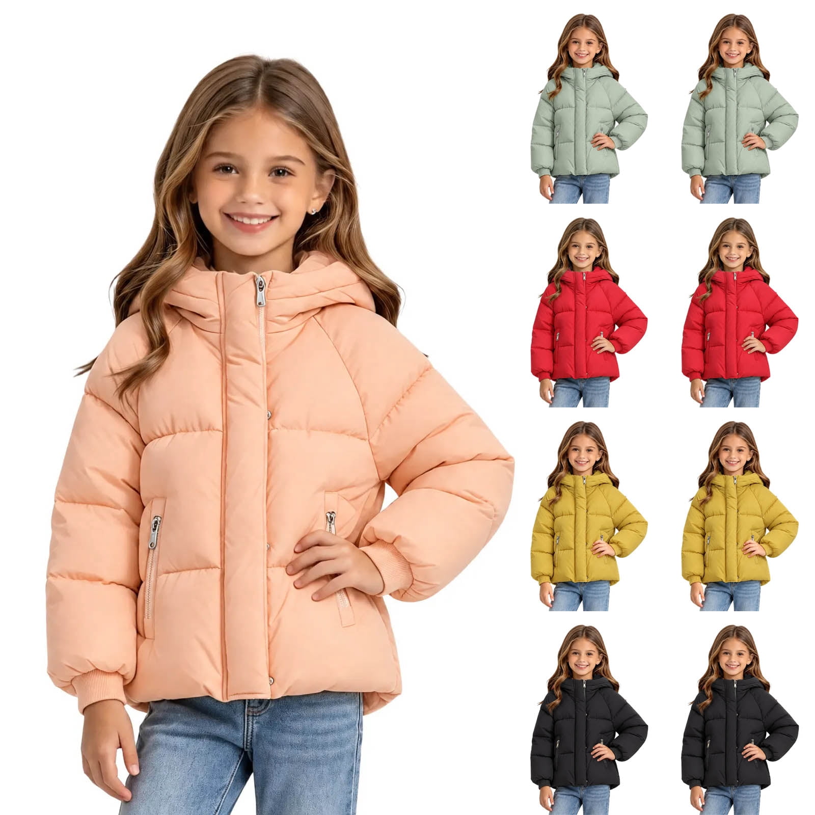 Mifsaly Toddler Girls Puffer Jacket Hooded Thick Warm Padded Winter ...