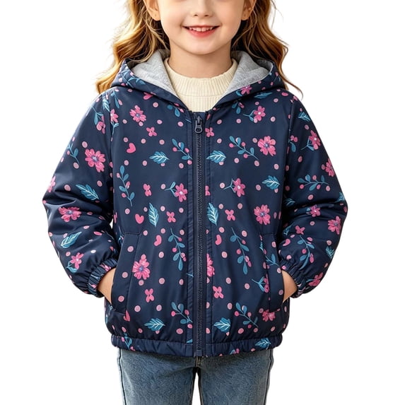Mifsaly Toddler Girls Windbreaker Jacket Kids Lightweight Full Zip Hooded Coats Cute Graphic Outdoor Casual Spring Fall Outerwear with Pockets