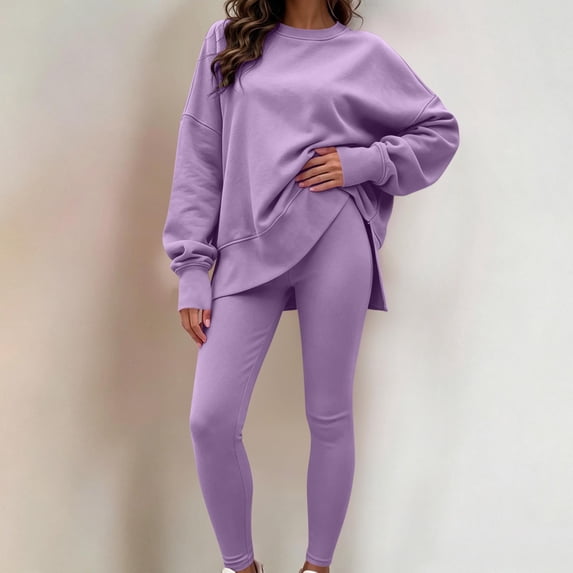 Mifsaly Track Suits 2 Piece Set for Women Loose Crewneck Sweatshirts and Base Leggings Fall Winter Daily Athletic Running Lounge Matching Outfits