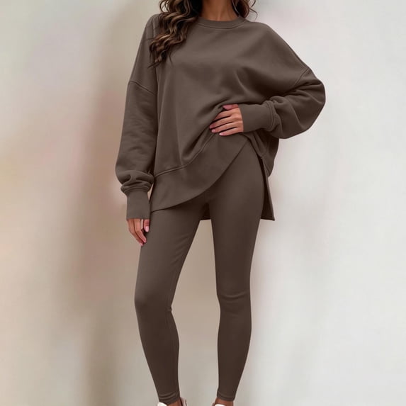 Mifsaly Track Suits 2 Piece Set for Women Loose Crewneck Sweatshirts and Base Leggings Fall Winter Daily Athletic Running Lounge Matching Outfits