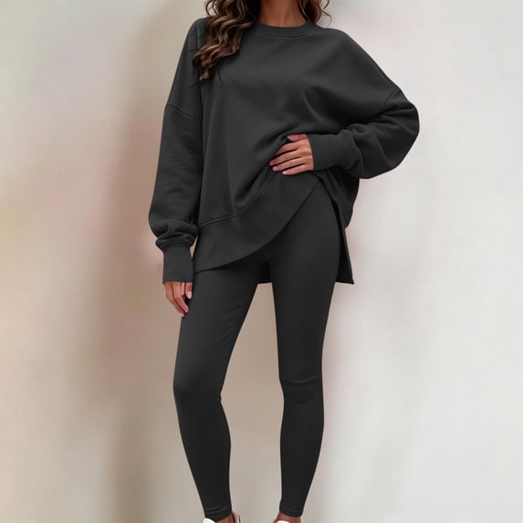 Mifsaly Track Suits 2 Piece Set for Women Loose Crewneck Sweatshirts and Base Leggings Fall Winter Daily Athletic Running Lounge Matching Outfits