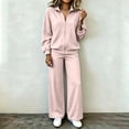 thumbnail image 1 of Mifsaly Track Suits 2 Piece Set for Women Zip Up Sweatshirts Jacket and Wide Leg Pants Fall Winter Daily Going Out Workout Lounge Matching Outfits, 1 of 5