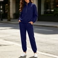thumbnail image 1 of Mifsaly Track Suits for Women Set Half Zip Long Sleeve Pullover Sweatshirt and High Waisted Jogger Sweatpants Casual Fall Winter Activewear Tracksuit Matching Outfits Navy,XXXXL, 1 of 6