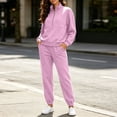 thumbnail image 1 of Mifsaly Track Suits for Women Set Half Zip Long Sleeve Pullover Sweatshirt and High Waisted Jogger Sweatpants Casual Fall Winter Activewear Tracksuit Matching Outfits Pink,L, 1 of 8