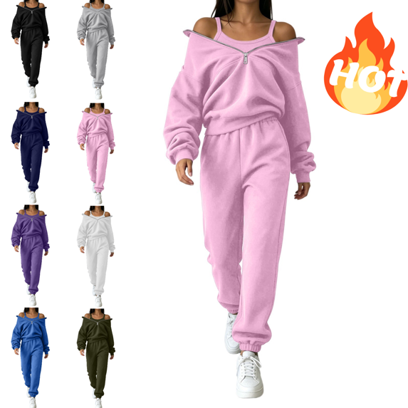 Mifsaly Track Suits for Women Set Half Zip Long Sleeve Pullover Sweatshirt and High Waisted Jogger Sweatpants Casual Fall Winter Activewear Tracksuit Matching Outfits Pink,XXXXL