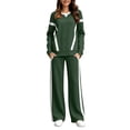 thumbnail image 1 of Mifsaly Track Suits for Women Set Long Sleeve Crewneck Sweatshirt and Active Sweatpants with Pockets Relaxed Fit Casual Athletic Loungewear Green,L, 1 of 7
