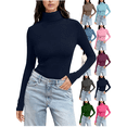 thumbnail image 1 of Mifsaly Turtle Necks Tops for Women Slim Fit Basic Layering Shirt Soft Stretch Mock Neck Blouse Going Out Winter Thermal Undershirts Tee Navy, 1 of 6