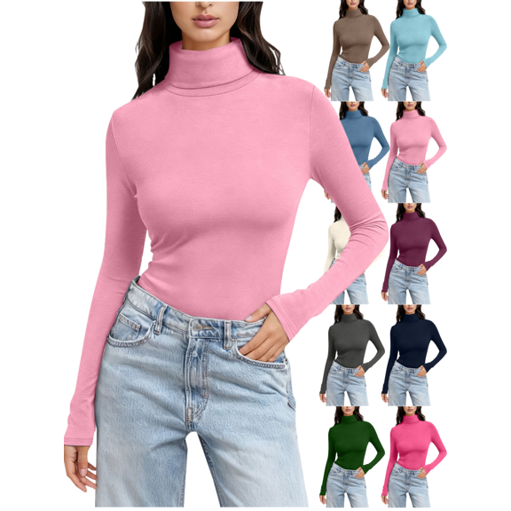 Mifsaly Turtle Necks Tops for Women Slim Fit Basic Layering Shirt Soft Stretch Mock Neck Blouse Going Out Winter Thermal Undershirts Tee
