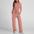 thumbnail image 1 of Mifsaly Two Piece Lounge Set for Women Slim Fit Cropp Pullover Tops Ladies Yoga Tracksuit Loose High Wasit Pants with Pockets Casual Workout Matching Outfits, 1 of 7