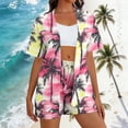 thumbnail image 1 of Mifsaly Two Piece Sets for Women Summer Tropical Print Vacation Beach Matching Clothing Oversized Short Sleeve Open Front Cardigan & Drawstring High Waisted Shorts, 1 of 8