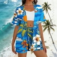 thumbnail image 1 of Mifsaly Two Piece Sets for Women Summer Tropical Print Vacation Beach Matching Clothing Oversized Short Sleeve Open Front Cardigan & Drawstring High Waisted Shorts, 1 of 8
