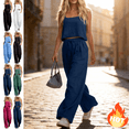 thumbnail image 1 of Mifsaly Two Piece Summer Sets for Women Linen Set Sleeveless Square Neck Tops Wide Leg Flowy Pants Lightweight Travel Vacation Outfits with Pockets L, 1 of 9