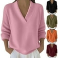 thumbnail image 1 of Mifsaly V Neck Sweaters for Women Plus Size Oversized Long Sleeve Pullover Sweaters Soft Comfy Casual Spring Fall Basic Tops Business Going Out Fashion Outfits XXXXXL, 1 of 6
