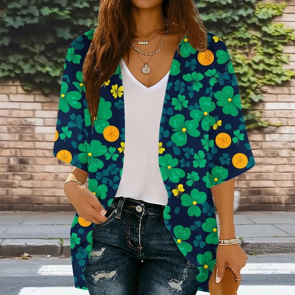 Mifsaly Vacation Cardigan for Women 3/4 Sleeve Summer Cardigans Oversized Beach Cover Up Lightweight Casual Vacation Tops 2026