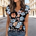 thumbnail image 1 of Mifsaly Vacation Tops for Women Floral Print V-Neck Short Sleeve Blouses Comfortable Relaxed Office Work Shirts Weekend Going Out Summer Outfits XL, 1 of 6