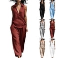 thumbnail image 1 of Mifsaly Vacation Two Piece Sets for Women Wrap V-Neck Flowy Tank Top and High Waisted Wide Leg Pants Flowy Casual Summer Lounge Matching Outfits with Pockets White,L, 1 of 9