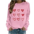 thumbnail image 1 of Mifsaly Valentine'S Sweatshirt Women Hearts Graphic Gifts Crewneck Shirts Crewneck Long Sleeve Pullover Tops Fashion Loose Tunic T-Shirts Date Casual Blouse Ladies Spring Fall Festival Loungewear, 1 of 3