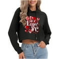 thumbnail image 1 of Mifsaly Valentine's Day Cropped Sweatshirt Women Heart Print Crop Hoodie Girlfriend Gifts Shirts Funny Festival Pullover Tops Dressy Casual Girls Long Sleeve T Shirt Spring Fall Outfits L, 1 of 6
