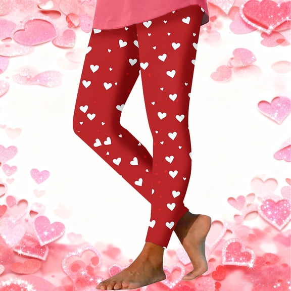 Mifsaly Valentine's Day Leggings Women Yoga Pants Heart Print Stretchy Workout Pant Gym Outdoor Tights Festival Casual Spring Summer Outfits 2026