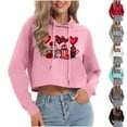 thumbnail image 1 of Mifsaly Valentines Crop Sweatshirt Women Heart Print Cropped Hoodie Girlfriend Gifts Long Sleeve Hooded Pullover Tops Funny Festival Loose Blouse Girls Going Out Spring Loungewear XXL, 1 of 7