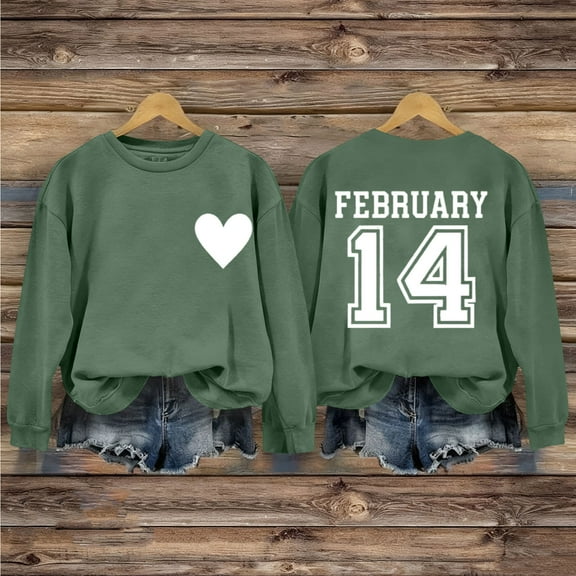 Mifsaly Valentines Day Sweatshirt Women Heart Print Long Sleeve Shirts Letter Graphic Oversized Pullover Sweatshirts Funny Festival Blouse Travel Airport Spring Fall T-Shirts Outfits L
