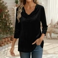 thumbnail image 1 of Mifsaly Velvet Blouses for Women 3/4 Sleeve Cowl Neck Velour Tops Loose Fit Business Elegant Shirt Fashion Work Office T-Shirts Dressy Casual Spring Fall Outfits XL, 1 of 9