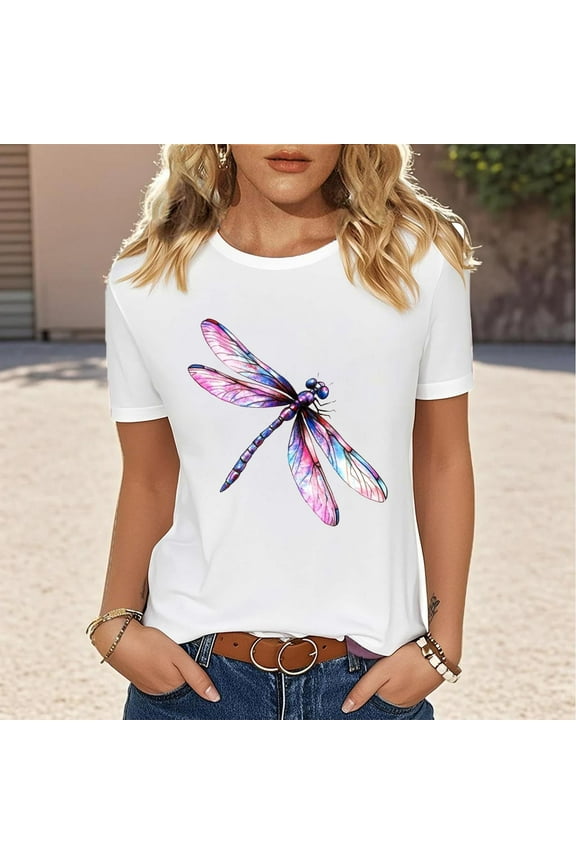 Watercolor Feather Print T-Shirt Women Crewneck Short Sleeve Cotton Tops Boho Graphic Basic Tee Everyday Outdoor Activities Casual Blouse XL