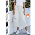 thumbnail image 1 of Mifsaly Wide Leg Capri Jeans for Women Baggy Drawstring Elastic Waist Cropped Denim Pants Relaxed Fit Summer Casual Daily Streetwear Crop Trousers with Pockets XL, 1 of 7