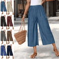 thumbnail image 1 of Mifsaly Wide Leg Capris for Women High Waist Capri Pants Flowy Summer Business Casual Cropped Pant with Pockets L, 1 of 9