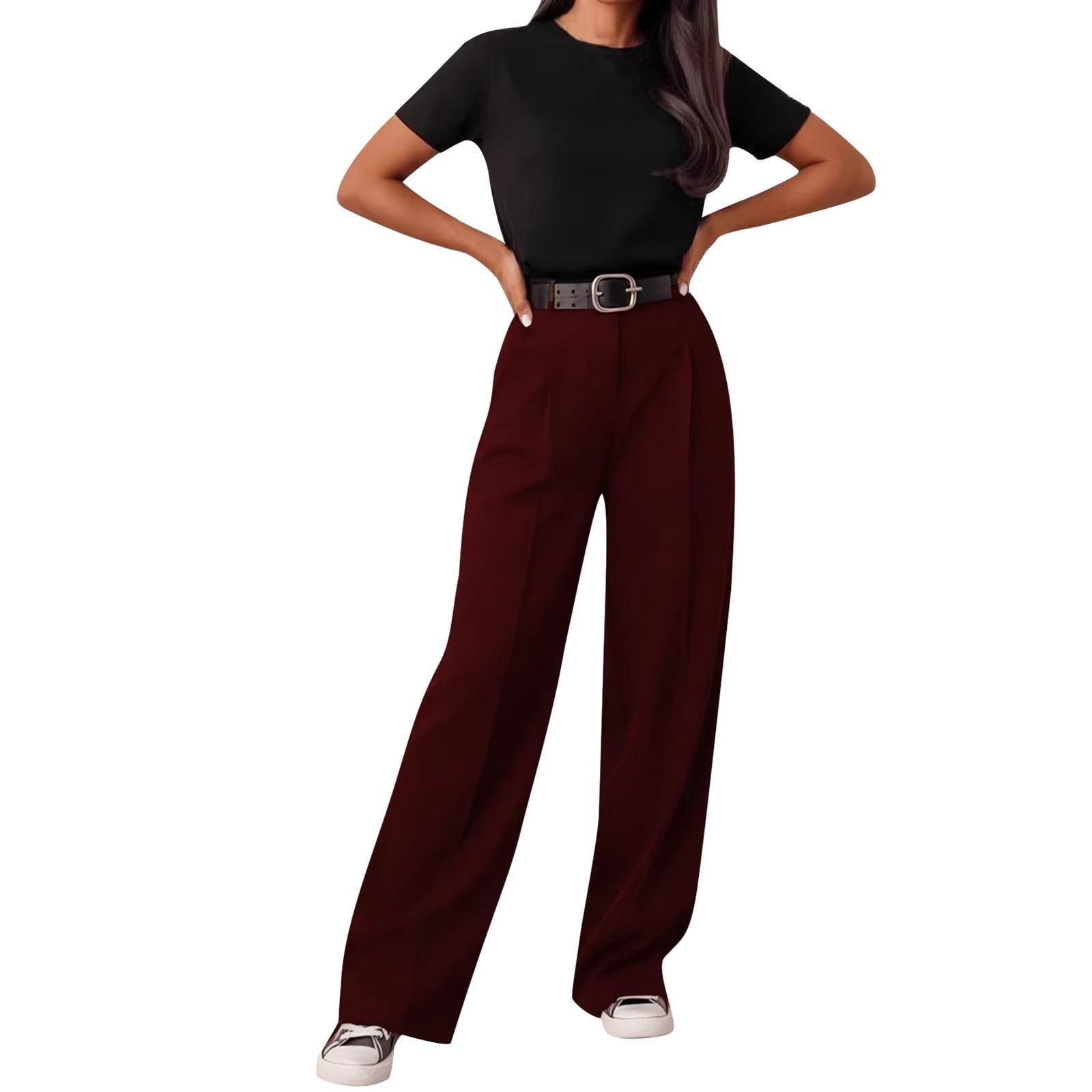 Mifsaly Wide Leg Dress Pants Woman High Waist formal Trousers Pleated ...
