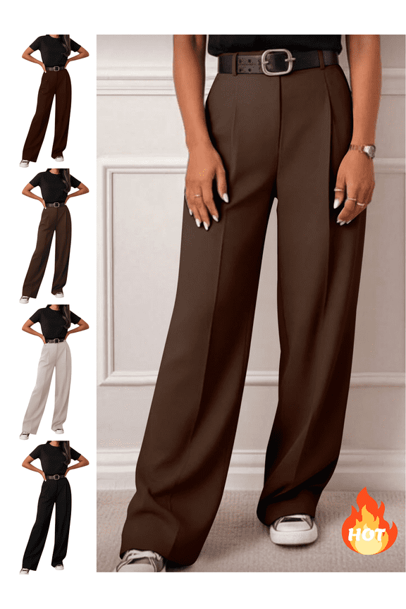 Wide Leg Dress Pants Woman High Waist formal Trousers Pleated Versatile Elegant Business Casual Work Slacks 2026 XL