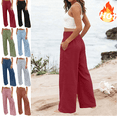 thumbnail image 1 of Mifsaly Wide Leg Linen Pants for Women Flowy Summer Beach Vacation Pant High Waisted Smocked Elastic Waist Casual Trousers with Pockets M, 1 of 5