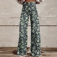 thumbnail image 1 of Mifsaly Wide Leg Pants Women Women's High Waisted Wide Leg Pants Floral Print Pattern Flowy Relaxed Trousers Comfortable Lightweight Fabric Boho Style Vacation Beach Casual Daily Wear Trendy XXXXXL, 1 of 6