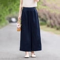 thumbnail image 1 of Mifsaly Wide Leg Summer Pants for Women High Waisted Palazzo Trousers with Pockets Lightweight Loose Relaxed Fit Casual Work Beach Wear Clothes Navy,XXXXL, 1 of 6
