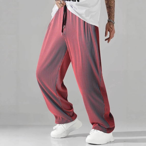 Mifsaly Wide Leg Sweatpants Men Ribbed High Waist Work Pants Drawstring Breathable Baggy Pant with Pockets Sport Casual Spring Summer Outfits 2026 XXL