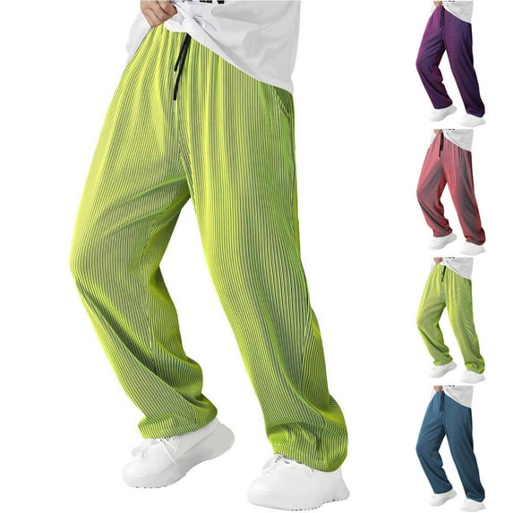 Mifsaly Wide Leg Sweatpants Men Ribbed High Waist Work Pants Drawstring Breathable Baggy Pant with Pockets Sport Casual Spring Summer Outfits 2026 XL