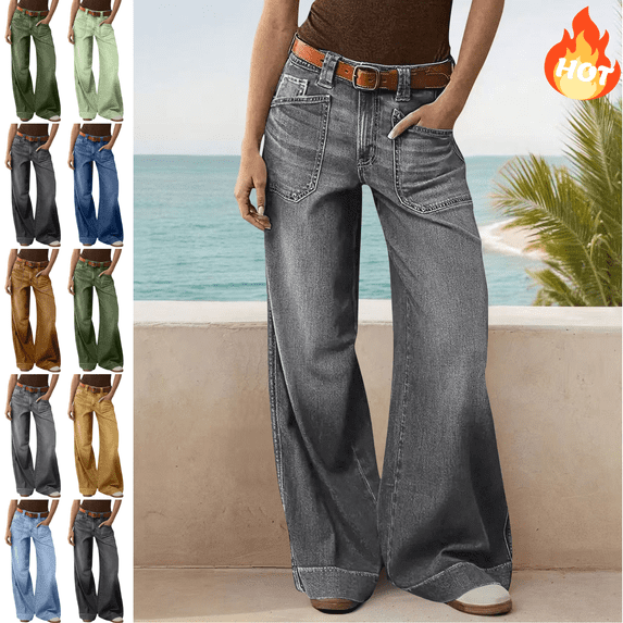 Mifsaly Women High Waisted Wide Leg Jeans Stylish Casual Relaxed Fit Denim Pants with Pockets 2026 S