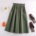 thumbnail image 1 of Mifsaly Women Linen Skirt Knee Length Button Front High Waist A Line Skirts Flared Flowy Lightweight Casual Summer Going Out Outfits with Pockets Free Size, 1 of 5