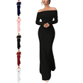 thumbnail image 1 of Mifsaly Women Long Sleeve Wedding Guest Dress Off The Shoulder Cocktail Evening Gowns Elegant formal Business Dresses Bodycon Fashion Clothes 2026 XXL, 1 of 9