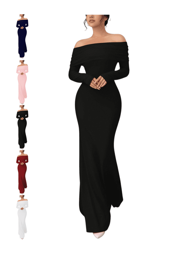 Women Long Sleeve Wedding Guest Dress Off The Shoulder Cocktail Evening Gowns Elegant formal Business Dresses Bodycon Fashion Clothes 2026 XXL