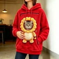 thumbnail image 1 of Mifsaly Women Pet Carrier Hoodie Lion Pattern Sherpa Fleece Hooded Sweatshirt with Cat Pouch Warm Long Sleeve Fall Winter Pullover for Pets Lovers Red,XL, 1 of 5