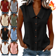 thumbnail image 1 of Mifsaly Women Sleeveless Button Down Shirts Casual V Neck Tank Tops Summer Lightweight Business Casual Blouses Collared Office Work Linen Top XXXL, 1 of 7